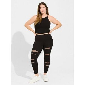 Torrid Full Length Signature Waist Mesh Split Legging Black Size 1X 14-16 Gothic